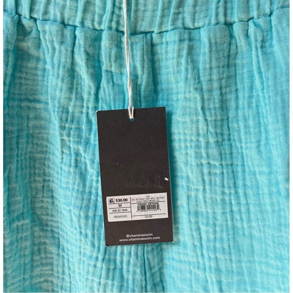 Vitamin A Aqua Blue Cotton Gauze High Rise Cover Up Shorts Womens Medium NWT - Picture 4 of 9